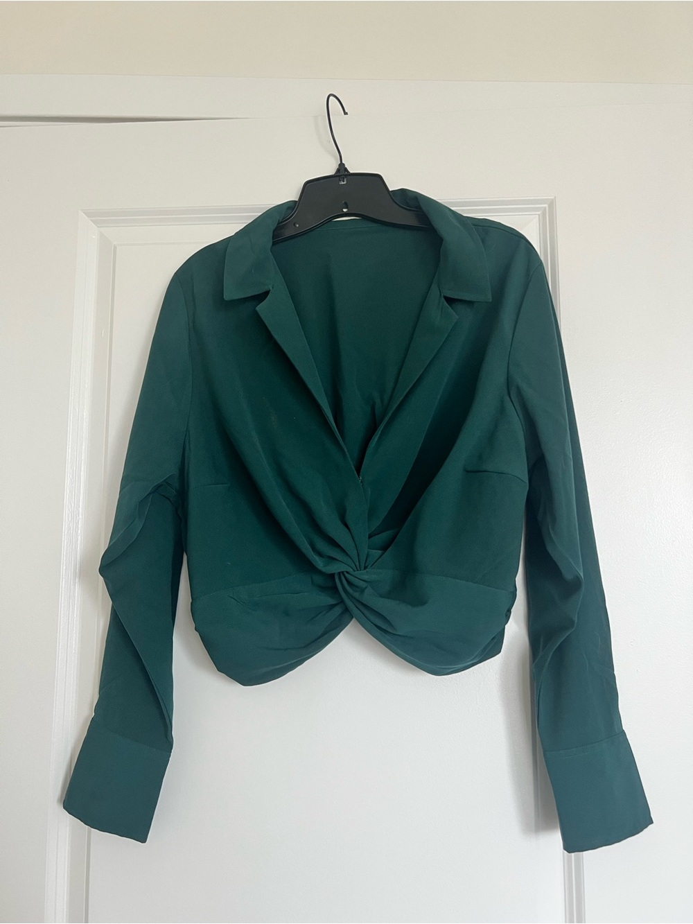 Abercrombie & Fitch Emerald Green Twist Front Blouse | Button Down Top L
